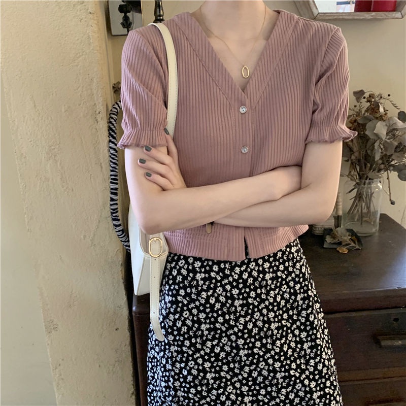 Áo Thun Tay Ngắn Màu Trơn Đơn Giản Cho Nữ 185295 Áo Thun Cổ Chữ v Form Rộng Kiểu Dáng Đơn Giản