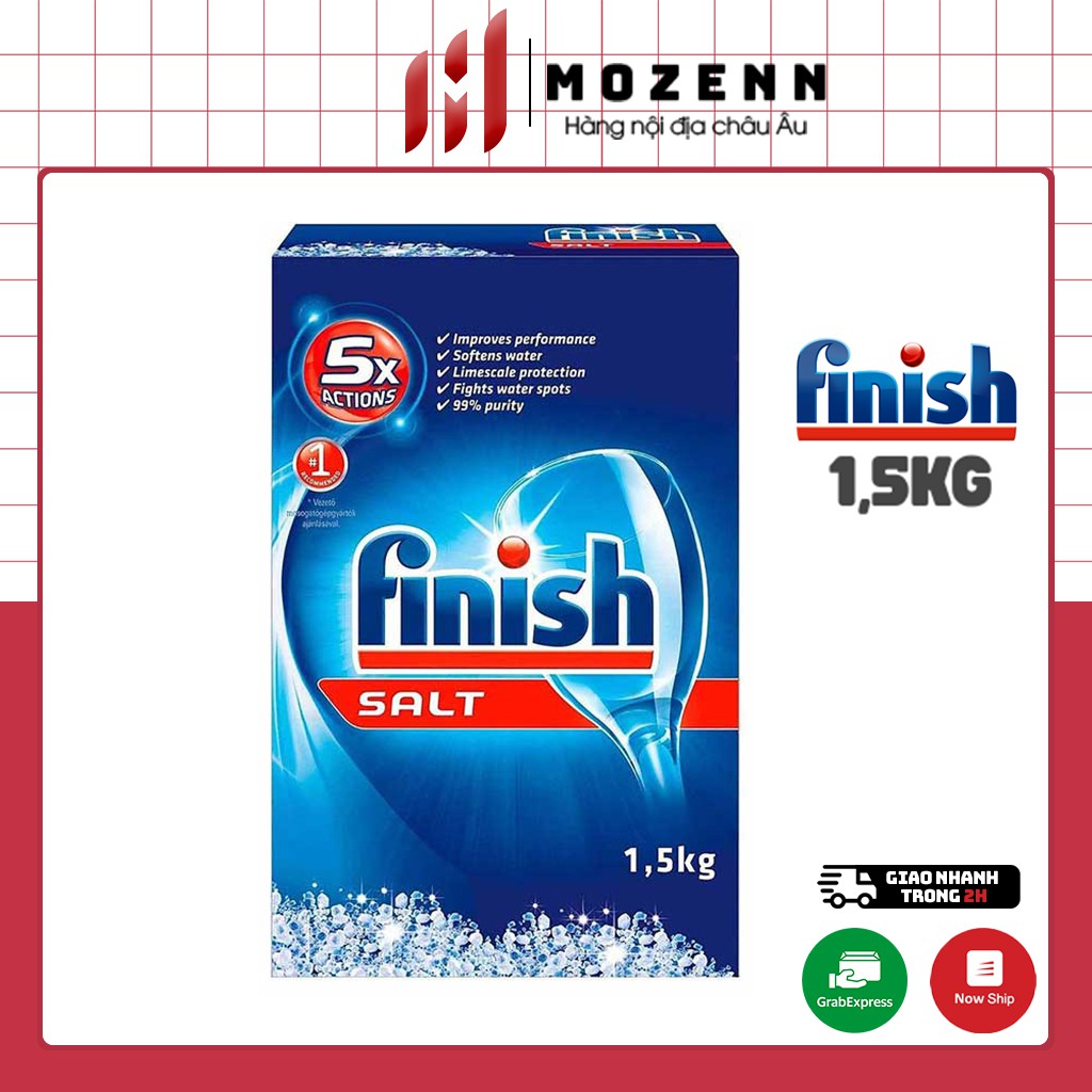 Muối rửa bát Finish 1.5kg chính hãng Đức - muối làm mềm nước cho máy rửa chén