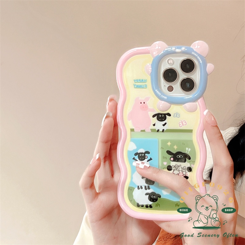 Ốp Điện Thoại tpu Silicon Viền Gợn Sóng / Cừu / Quái Vật Bảo Vệ lens Cho Iphone 13 12 / 11 Pro Max / Xs Max Xr