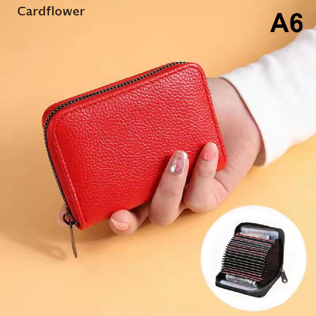 &lt; Cardflower &gt; Ví Đựng Thẻ Tín Dụng Thẻ Tín Dụng Có Dây Kéo Sức Chứa Lớn Dompet Penyekat RFID Đang Giảm Giá