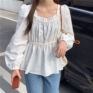 Áo kiểu tay phồng cổ vuông thanh lịch hợp thời trang 36902