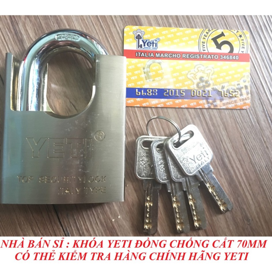 Ổ Khóa Cửa Chống Cắt Yeti 70mm Đồng Thau ( Chính Hãng)