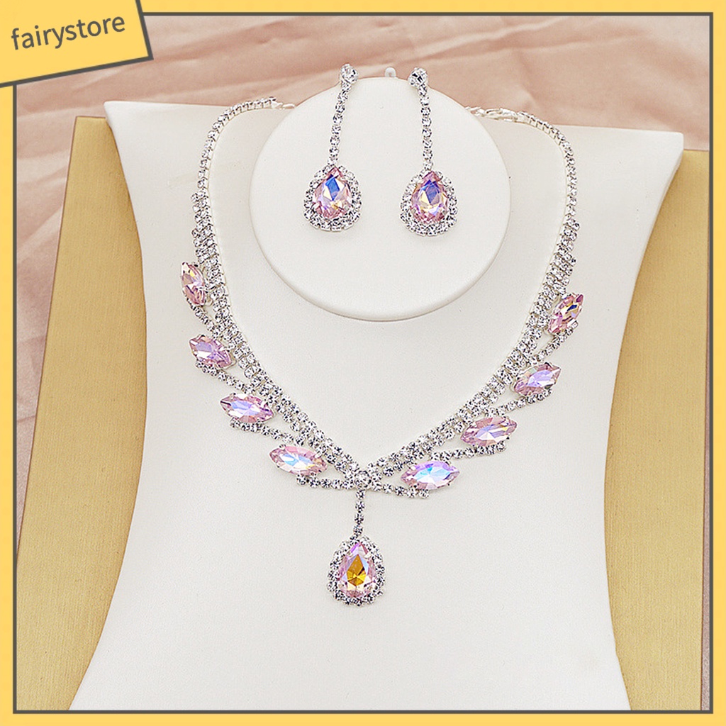 Bộ trang sức mạ đính đá lấp lánh kiểu dáng thời trang cho cô dâu