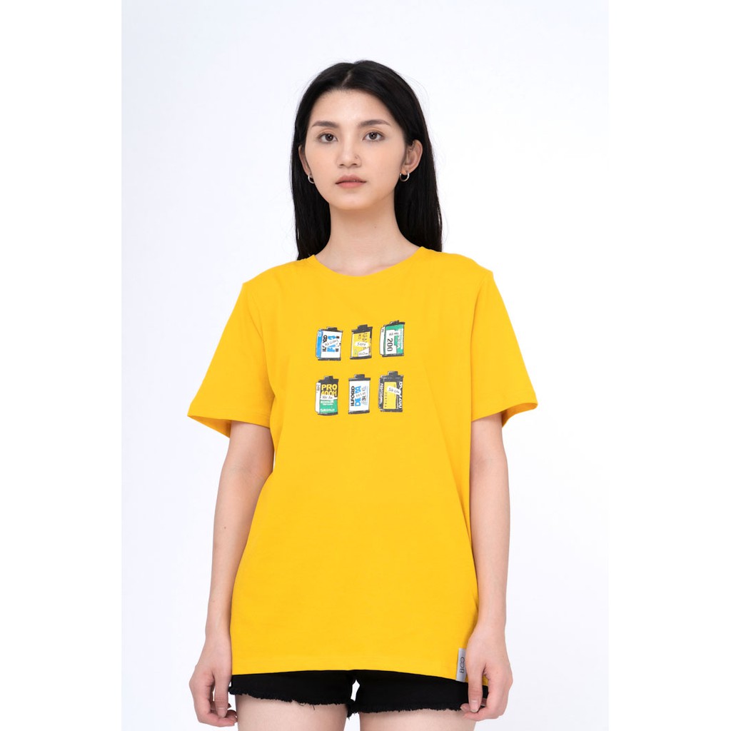 Áo Thun  Nữ Unisex BOO Dáng Basic Cơ Bản 100% Cotton In Graphic Film Collection Màu Vàng Nổi Bật