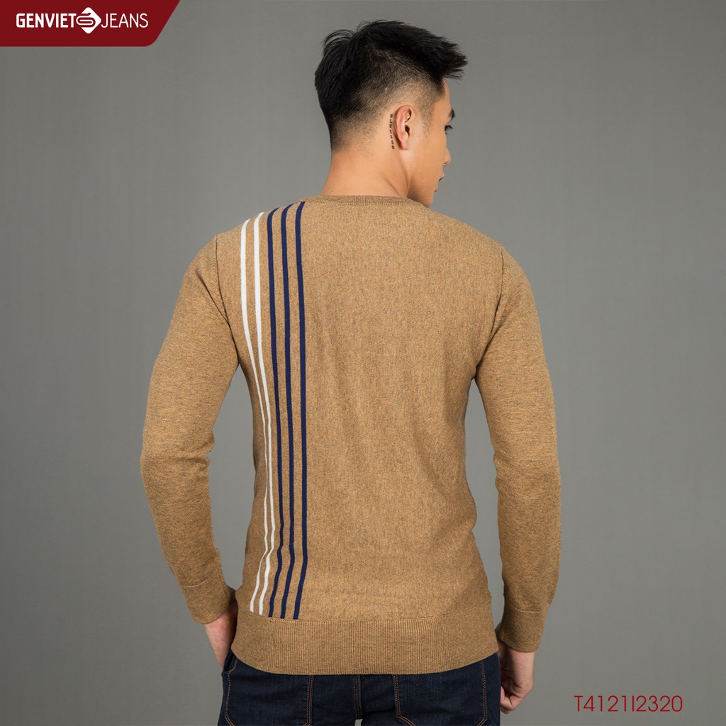 Áo Len Nam Genviet Dài Tay Cổ Tròn Phối Sọc Len Dệt Cao Cấp Mềm Mịn Nhẹ Ấm T4121I2320