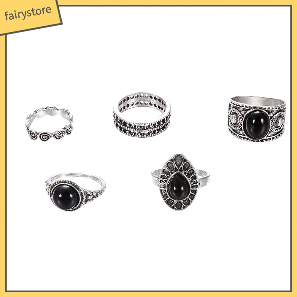 Set 5 Nhẫn Đeo Khớp Ngón Tay Phong Cách Cổ Điển Thời Trang Cho Nữ