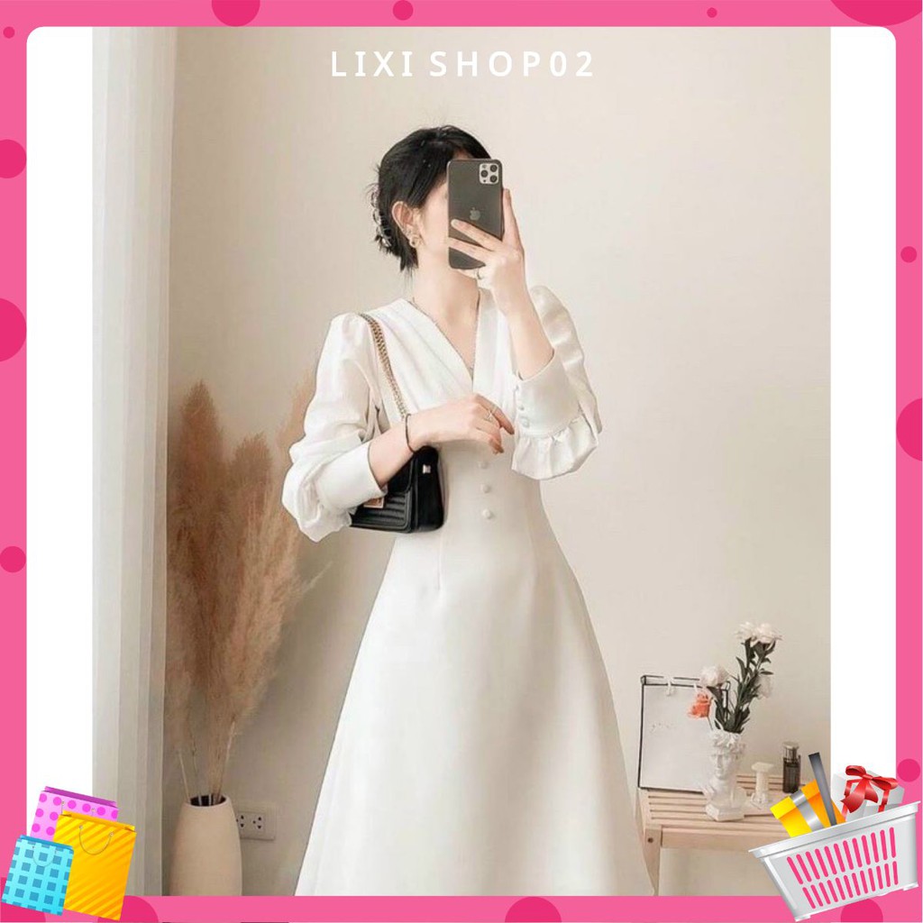 Đầm trắng vintage dự tiệc dạo phố cực sang chảnh váy được thiết kế 2 lớp có lót toàn thân siêu dày dặn | BigBuy360 - bigbuy360.vn