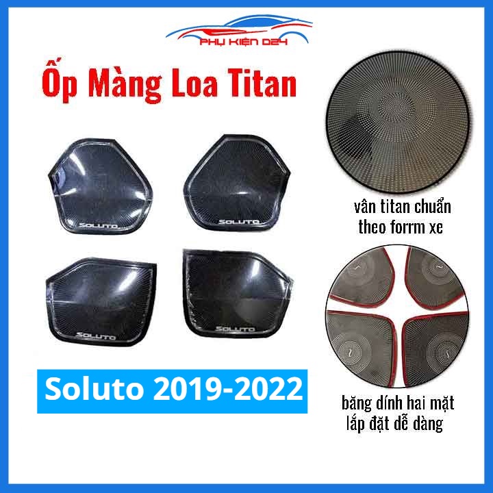 Bộ ốp màng loa vân Titan cho xe Soluto 2019-2020-2021-2022 chống xước trang trí nội thất ô tô