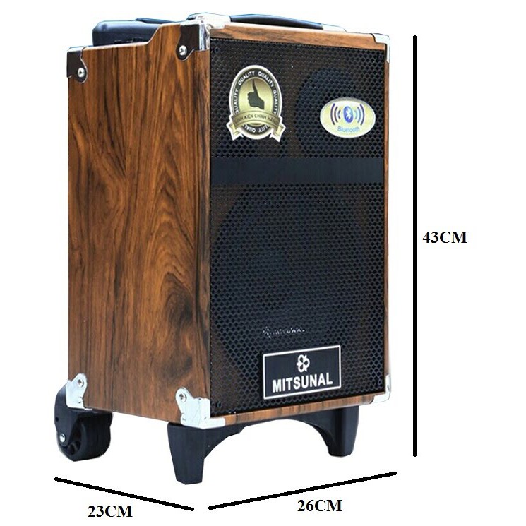 Loa kéo di động cao cấp Mitsunal M8 có Mic DelayNhại , Mic Tress, Mic Bass - Kèm theo 2 mic không dây