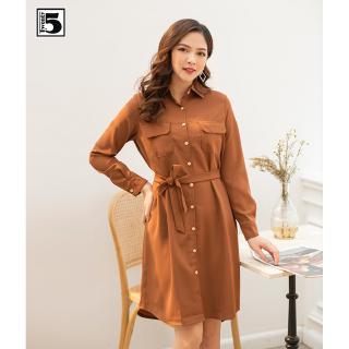 Đầm sơ mi cổ đức 2 túi dây buộc eo Twentyfive T223