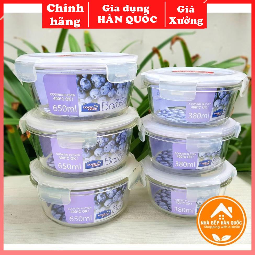 Hộp đựng thực phẩm, hộp đựng thức ăn, hộp thủy tinh giữ nhiệt Lock and lock 650ml và 380ml [Chính hã