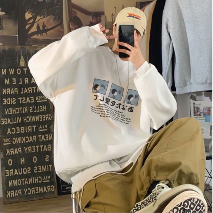 Ao sweater nỉ nam in chữ Hàn Quốc, áo thu đông nam chất nỉ | BigBuy360 - bigbuy360.vn