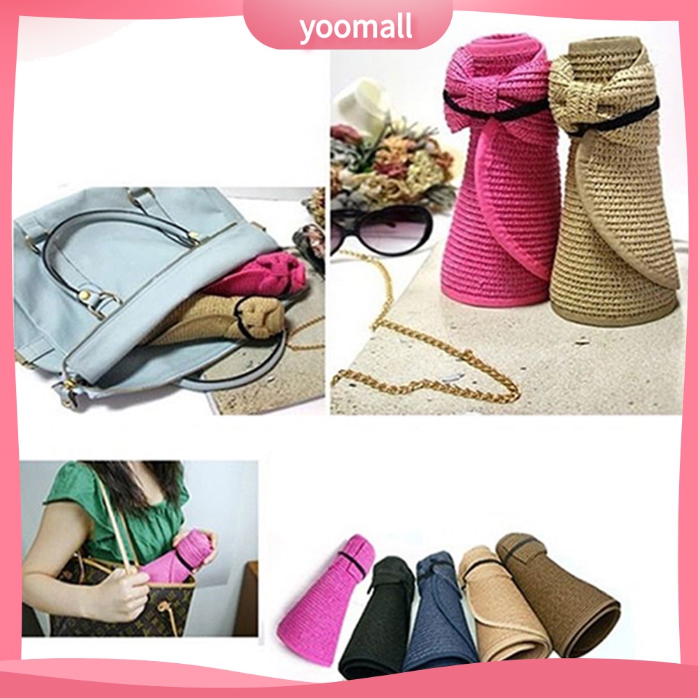 Nón Vành Rộng Đan Rơm Chống Nắng Mùa Hè Có Thể Gấp Gọn Cho Nữ