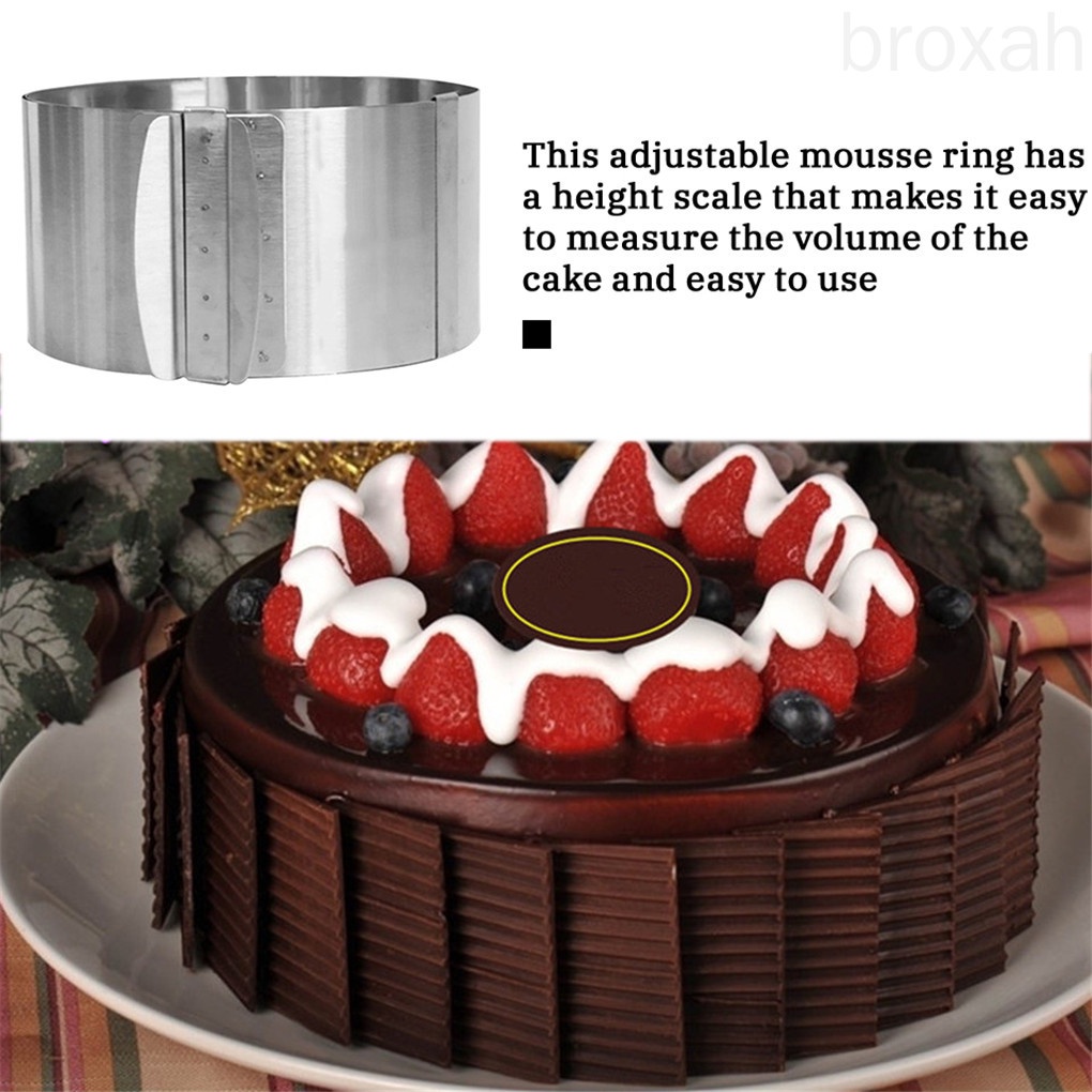 Khuôn Làm Bánh Mousse Hình Tròn Bằng Thép Không Gỉ 6-12 Inch Có Thể Điều Chỉnh