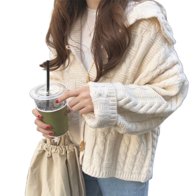 Áo Khoác Cardigan Dệt Kim Tay Dài Màu Trơn Giữ Ấm Mùa Thu Cho Nữ