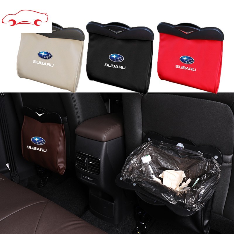 Túi đựng rác nhỏ chất liệu da có đèn LED gắn sau ghế ngồi xe hơi Subaru Xv Forester Brz Wrx Sti Levorg