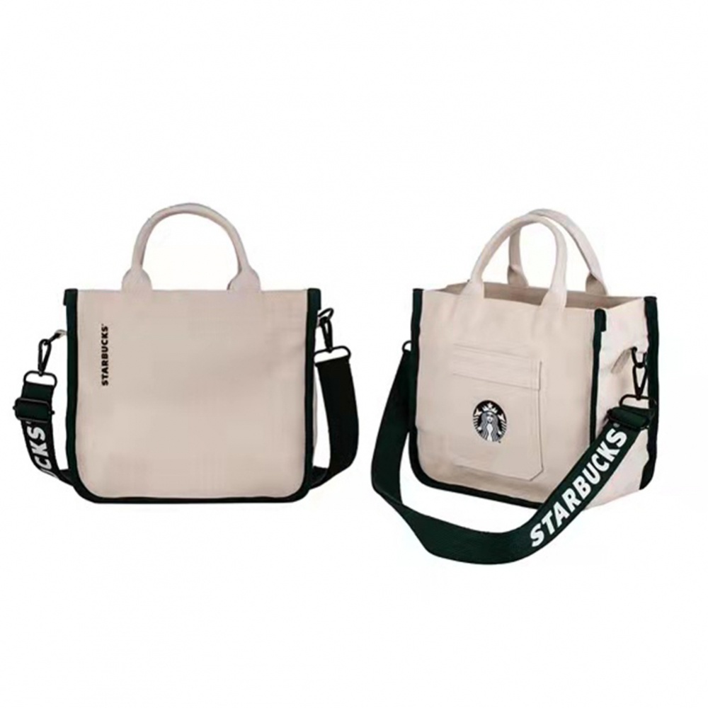 Túi Tote Vải Canvas Đựng Cơm Trưa Cỡ Lớn Họa Tiết Starbucks Chất Lượng Cao