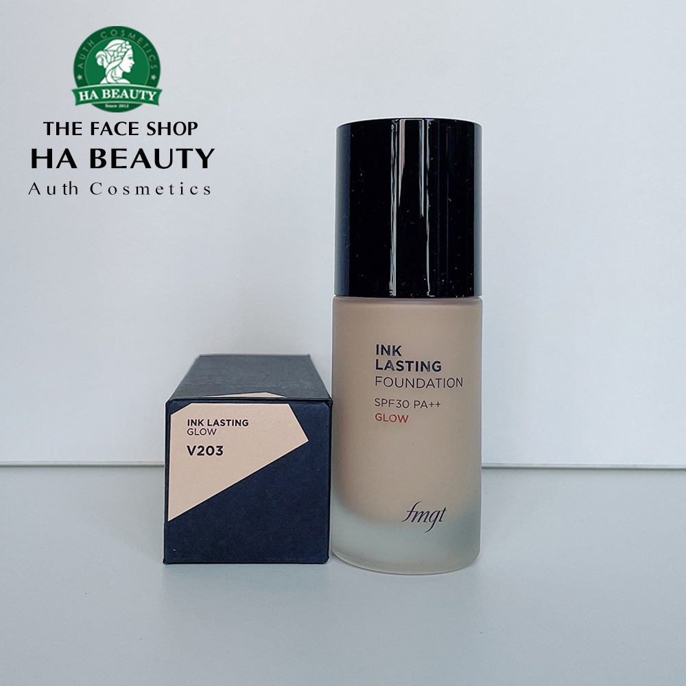 Kem nền che khuyết điểm hiệu ứng căng bóng lâu trôi The Face Shop Ink Lasting Foundation Glow SPF30 PA++ 30ml