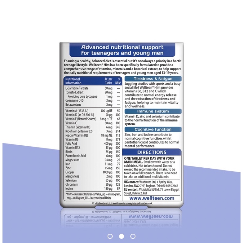 Vitamin Wellteen Him cho bé trai hộp 30 viên