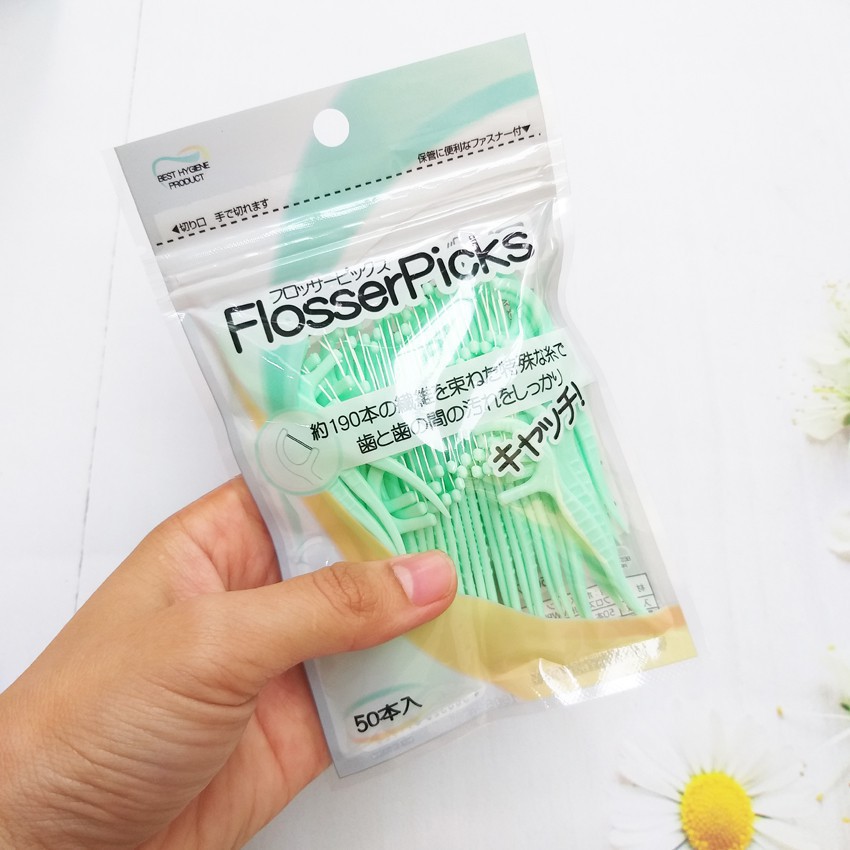 Túi 50 Tăm chỉ nha khoa TAGAMI Flosser Picks [Có sẵn]