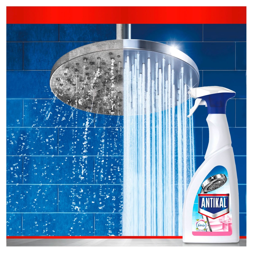 Antikal - Chai xịt dung dịch tẩy cặn bám trên inox trong nhà tắm Febreze hương hoa 700ml - hàng nhập khẩu Đức