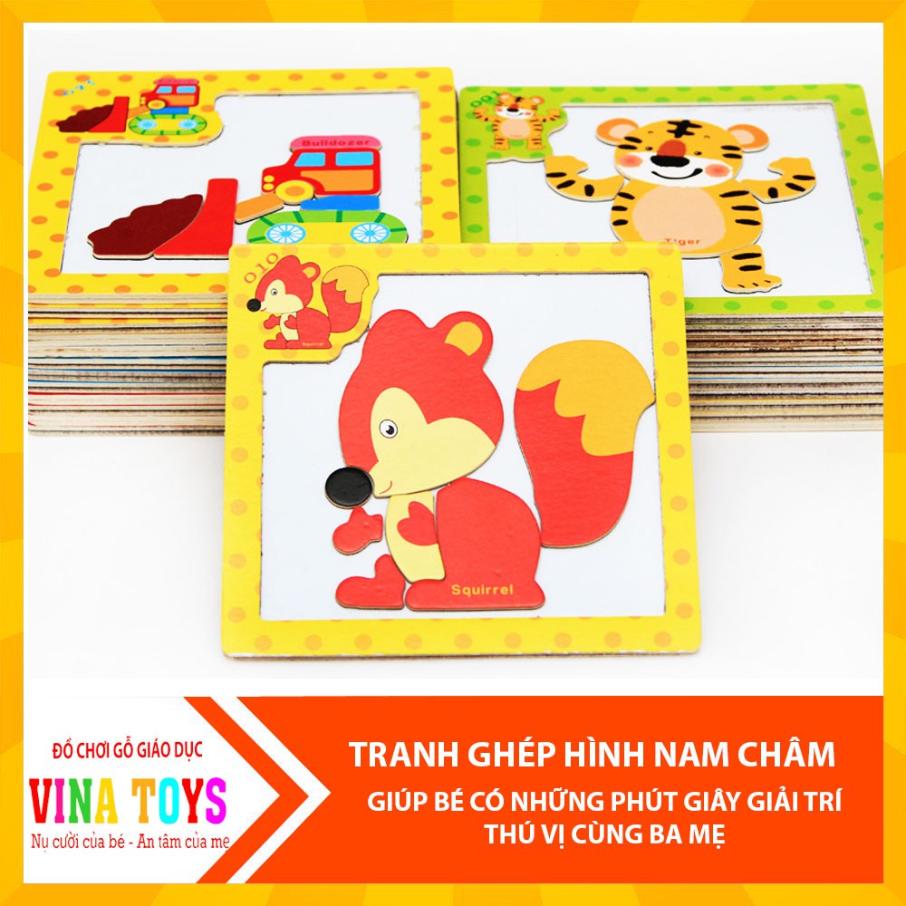 Đồ Chơi Giáo Dục COMBO 10 Tranh Ghép Hình Nam Châm Cho Bé - Đồ Chơi Gỗ Thông Minh VINATOYS