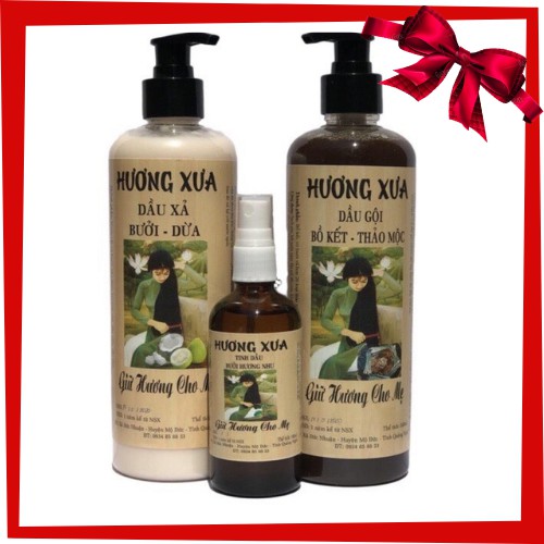 Combo trị rụng tóc Dầu gội bồ kết thảo mộc và Tinh dầu Bưởi Hương Xưa