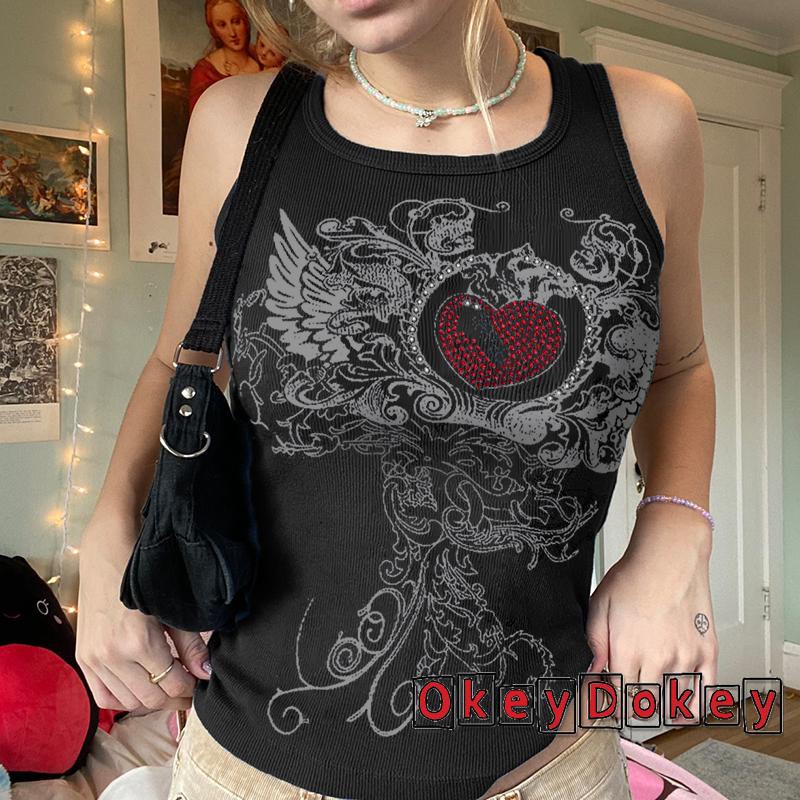 Áo hai dây cổ tròn in họa tiết cây cối sáng tạo phong cách thời trang mùa hè cho nữ