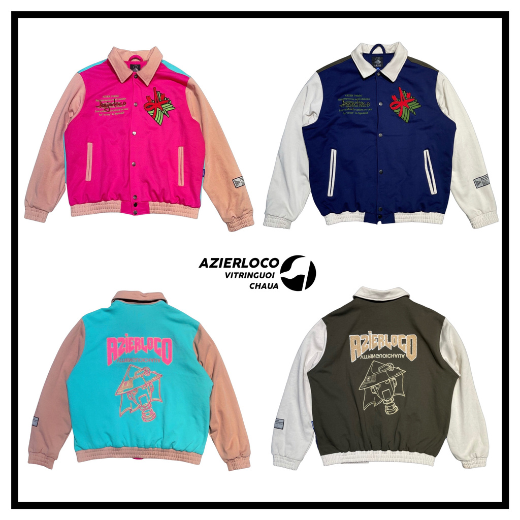 ÁO KHOÁC VARSITY NAM NỮ / THÊU BÔNG XÙ - FORM RỘNG OVERSIZED / AZIERLOCO🚩