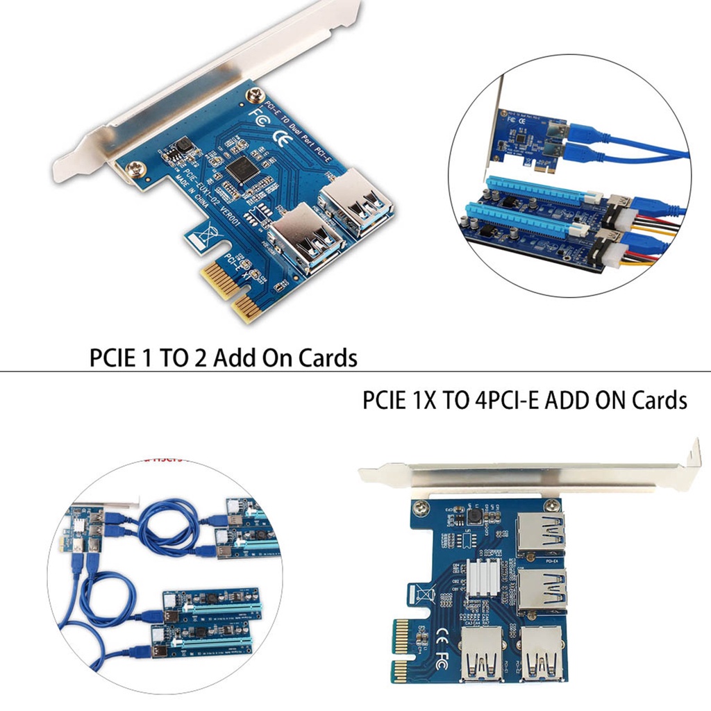 PCIe 1 to 4 PCI E 16X Slots Riser Card Multiplier Card for Bitcoin Miner