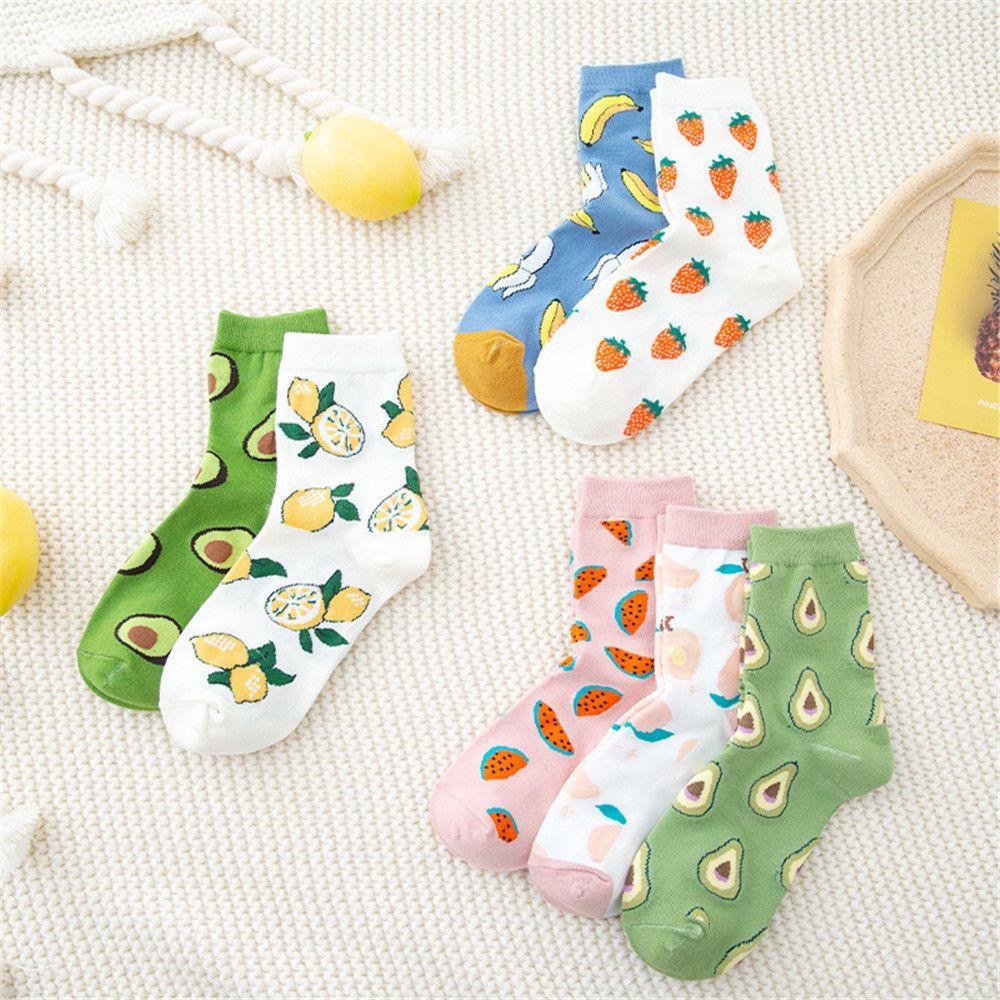 1 Đôi Vớ Bằng Cotton Thoáng Khí In Họa Tiết Trái Cây Hoạt Hình Phong Cách Nhật Bản Harajuku Thời Trang Cho Nữ