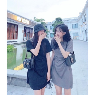 Đầm trơn xoè nhẹ rút dây eo