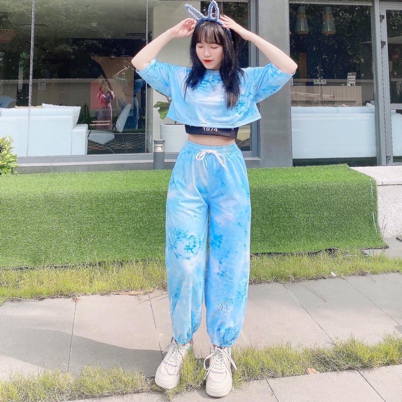 Set Thể Thao Jogger TIE CropTop TIE Ảnh Thật