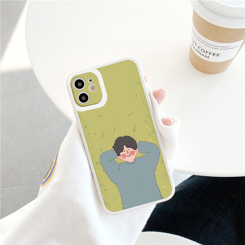 Ốp Lưng Màu Bảo Vệ CAMERA  vuông Cặp đôi trên đồng cỏ ốp iphone 12 pro /x/ 8plus/11 pro/11/12 pro max/13/promax tr1059