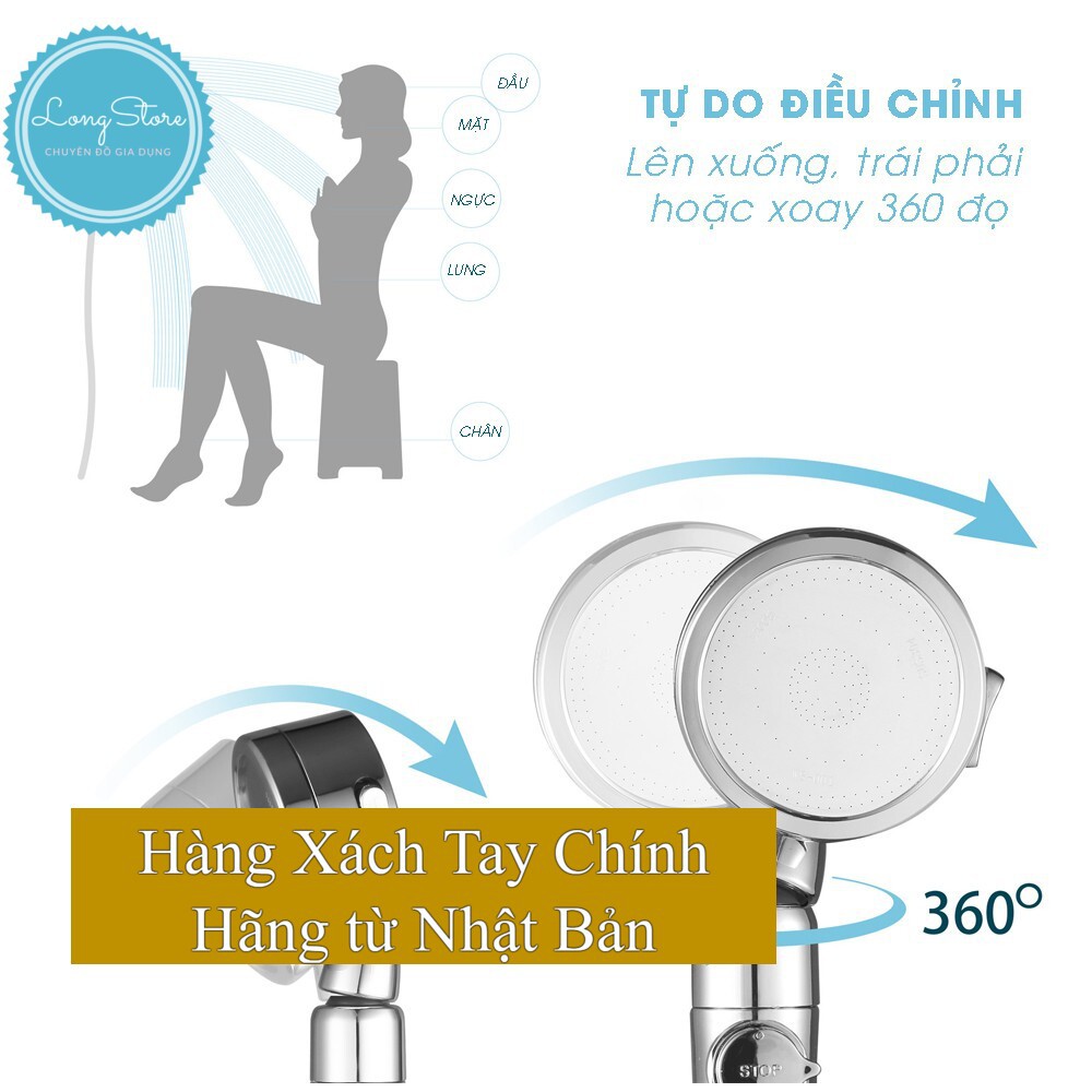 Vòi Sen Nhật Bản tăng áp lực, tiết kiệm nước, có bộ lọc nước,  đầu xoay 360 và điều chỉnh 3 chế độ - LongStore