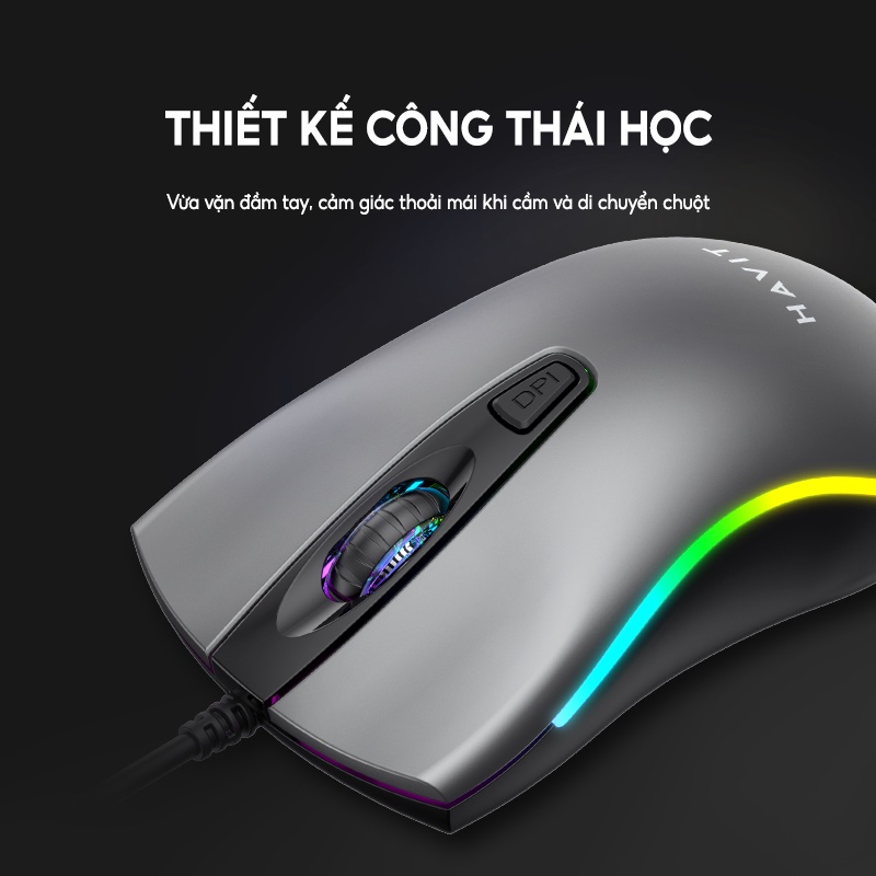 【Giao hàng nhanh】Chuột Có Dây HAVIT MS72 Độ Nhạy Lên Đến 1200 DPI , Có Đèn RGB - Chính Hãng Bảo Hành 12 Tháng