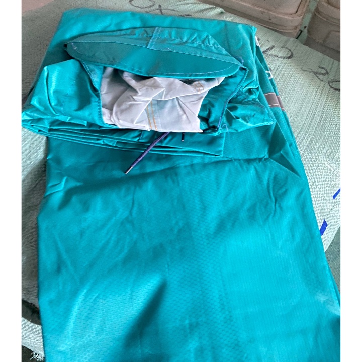 Áo mưa cánh dơi vài da cá cao cấp màu xanh ngọc có túi đựng