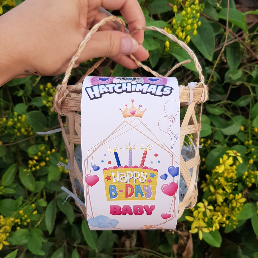 Giỏ tre quà tặng đựng trứng Hatchimals