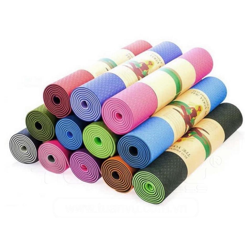 Thảm Tập YoGa -Thảm Tâp GYM 6mm Chống trượt tập thể dục tpe 2 lớp không mùi mẫu mới 2021.