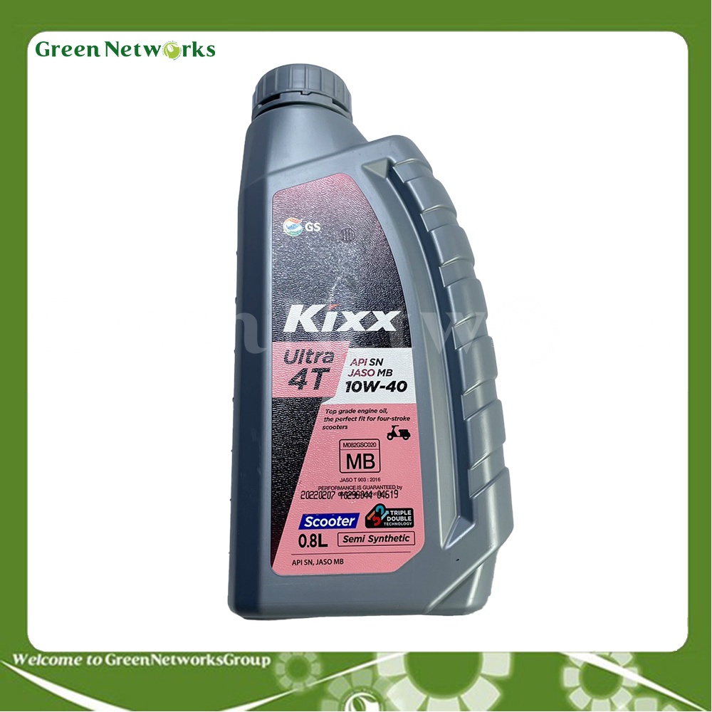 Dầu nhớt Kixx 10W40 MB cho xe tay ga Ultra 4T Nhớt tổng hợp cao cấp 800,1000ml Chính Hãng - GreenNerWorks