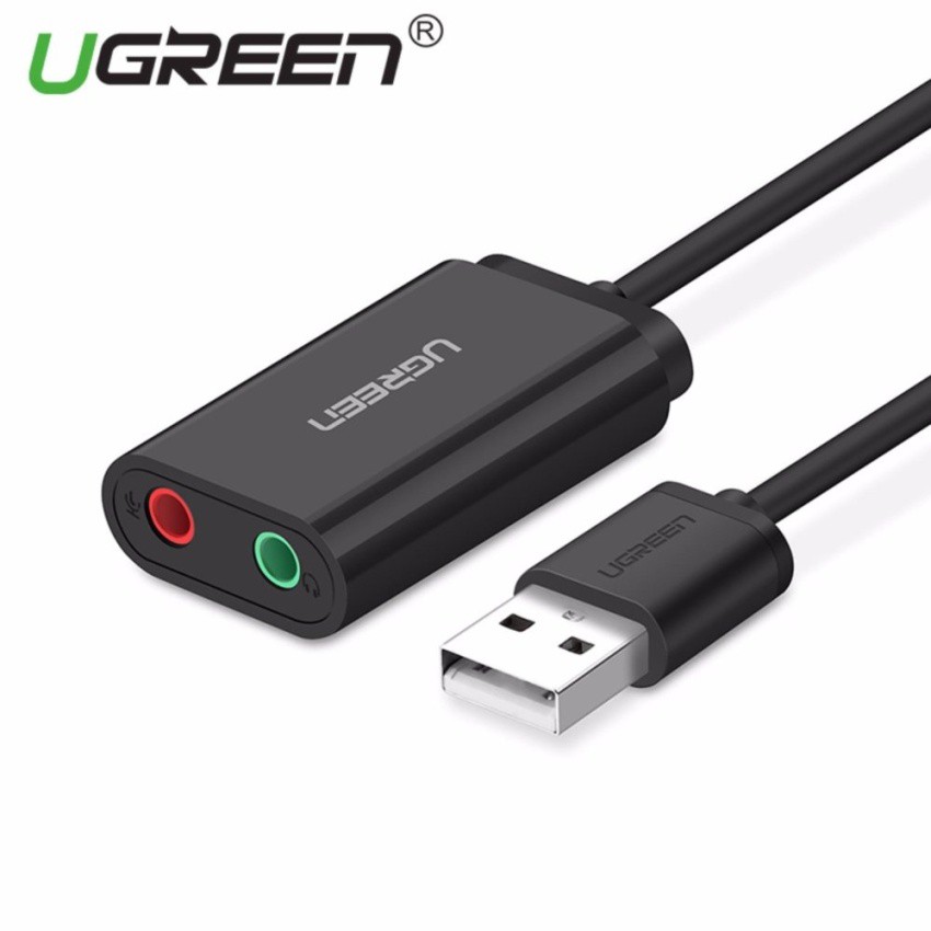 USB sound - Card Sound UGREEN 30724 - Cáp Chuyển USB Ra 2 Cổng Mic và Tai Nghe không cần driver - Hàng Chính Hãng