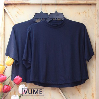 Couple áo thun đen tay lỡ tùng xòe croptop