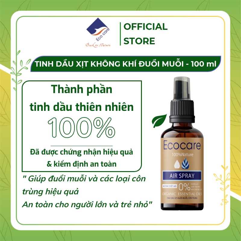 Tinh dầu thiên nhiên xịt không khí đuổi muỗi, côn trùng 100ml AIR SPRAY thương hiệu Ecocare