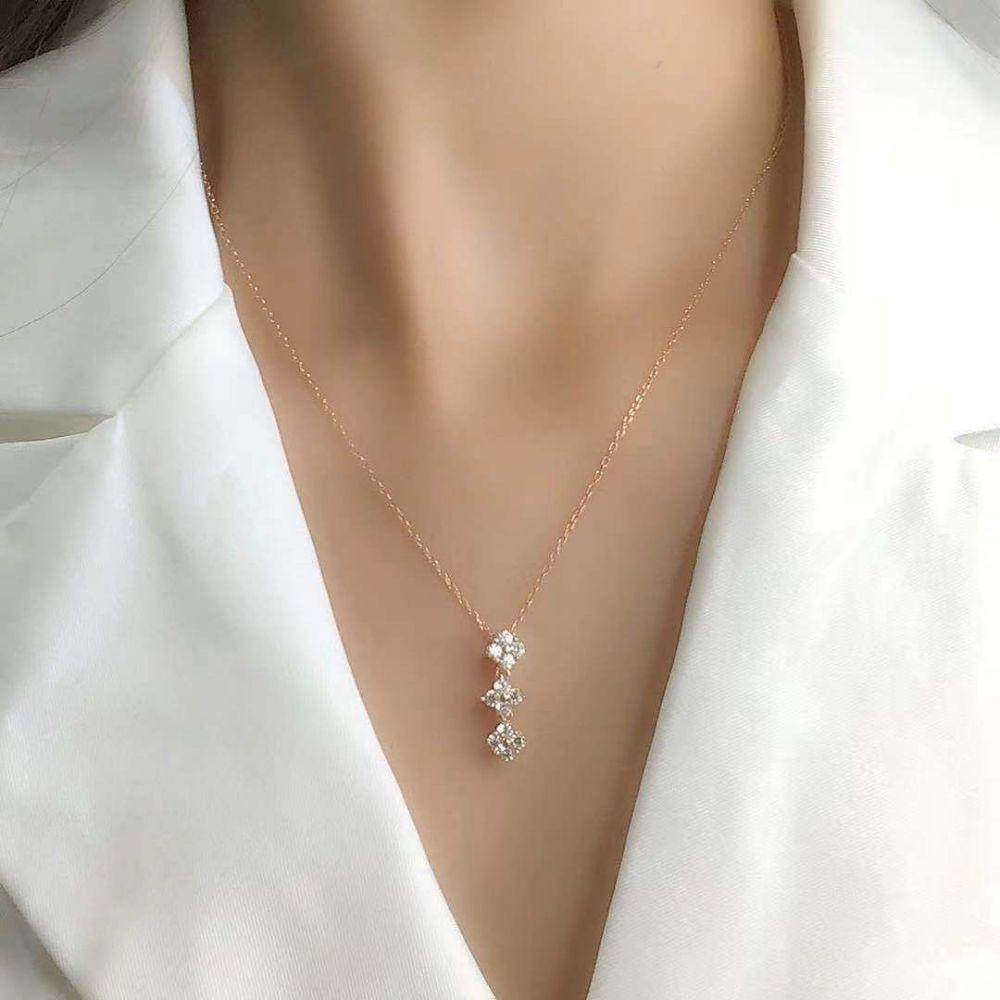 AROMA Vòng cổ Hai Mặt Hình Trái Tim Sang Trọng Cho Nữ Charms