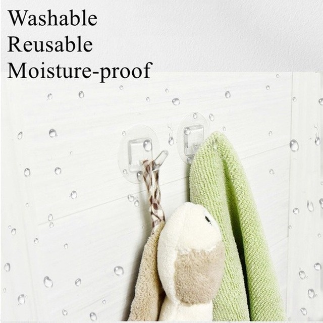 Móc treo đồ dán tường bằng nhựa trong suốt có thể tái sử dụng tiện lợi