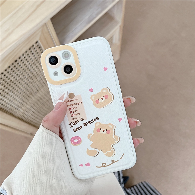 Ốp lưng iphone Ốp Điện Thoại Da Họa Tiết Gấu Hoạt Hình Cho iphone7 / 7plus / 8 / 8plus / xs / 11 / 12 / 13 / pro / max / plus / promax Dinuo case