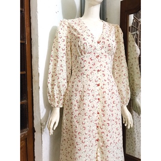ĐẦM MAXI HOA NHÍ VINTAGE TAY DÀI
