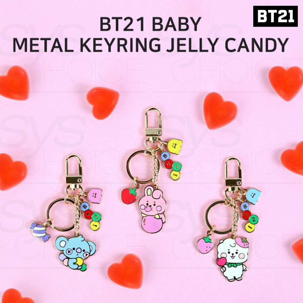 BTS BT21 Hàng thật chính thức JELLY CANDY Kim loại móc khóa