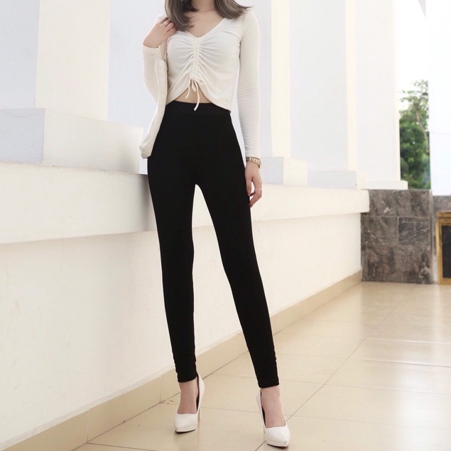 Quần legging lót lông nữ dáng dài cạp cao xuất xịn CT Jeans, quần legging lót lông nữ cao cấp lưng cao