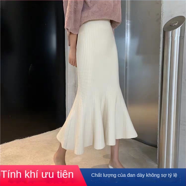 Chân váy dệt kim đuôi cá dáng ôm lưng cao thời trang mùa hè mới cho nữ